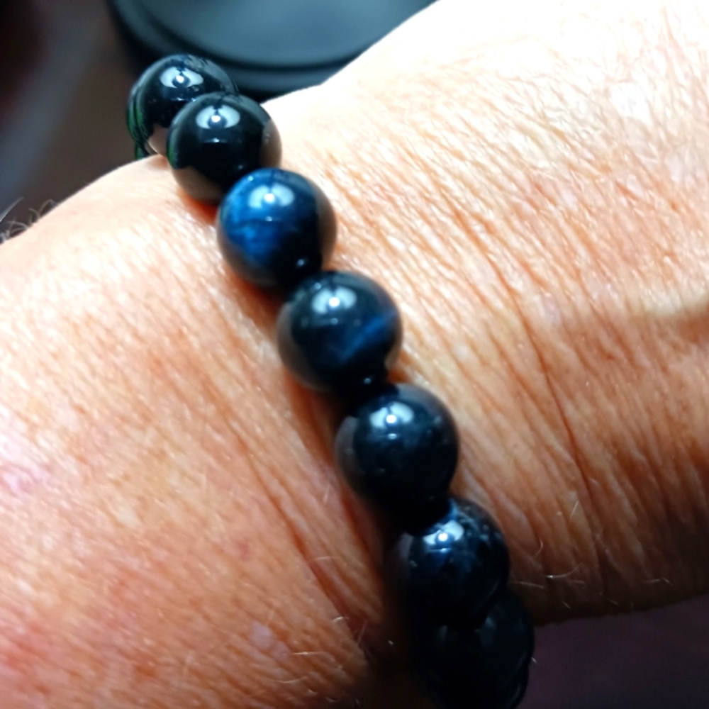 Blue Tigers Eye 10mm Bracelet, 7.5" length